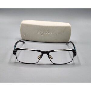 Orgreen Parker 82 57-15 Eyeglasses Frames Only Teal Black White Striped Japan